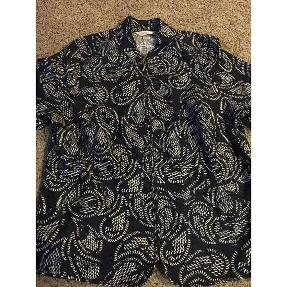 CJ Banks Jacket Womens X 14W Used Navy No Collar Zip Front Lightweight - Picture 6 of 12